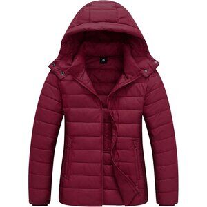 Women's Claret Puffer Quilted Jacket Coat Short Down Winter Warm Waterproof